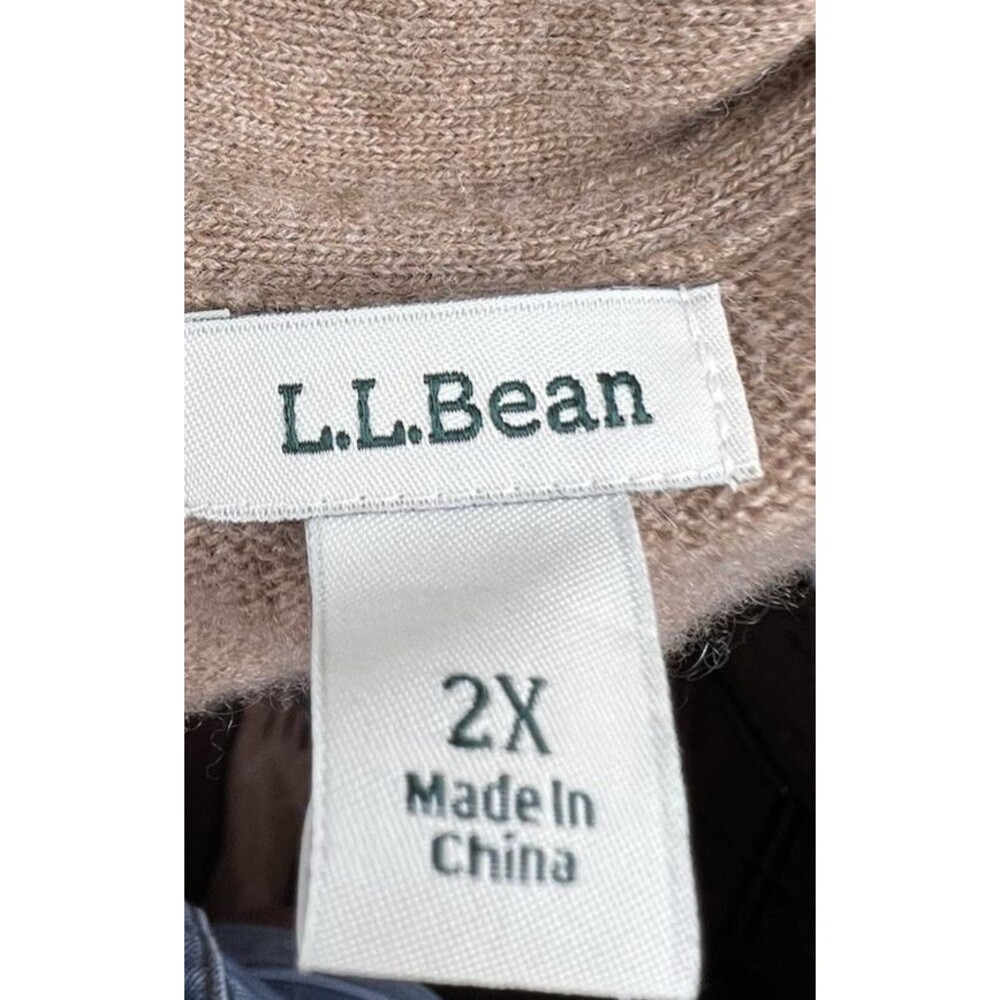 L.L.BEAN Women 2X 100% Cashmere Cardigan Sweater Camel Tan Open Front Pockets - Picture 10 of 12